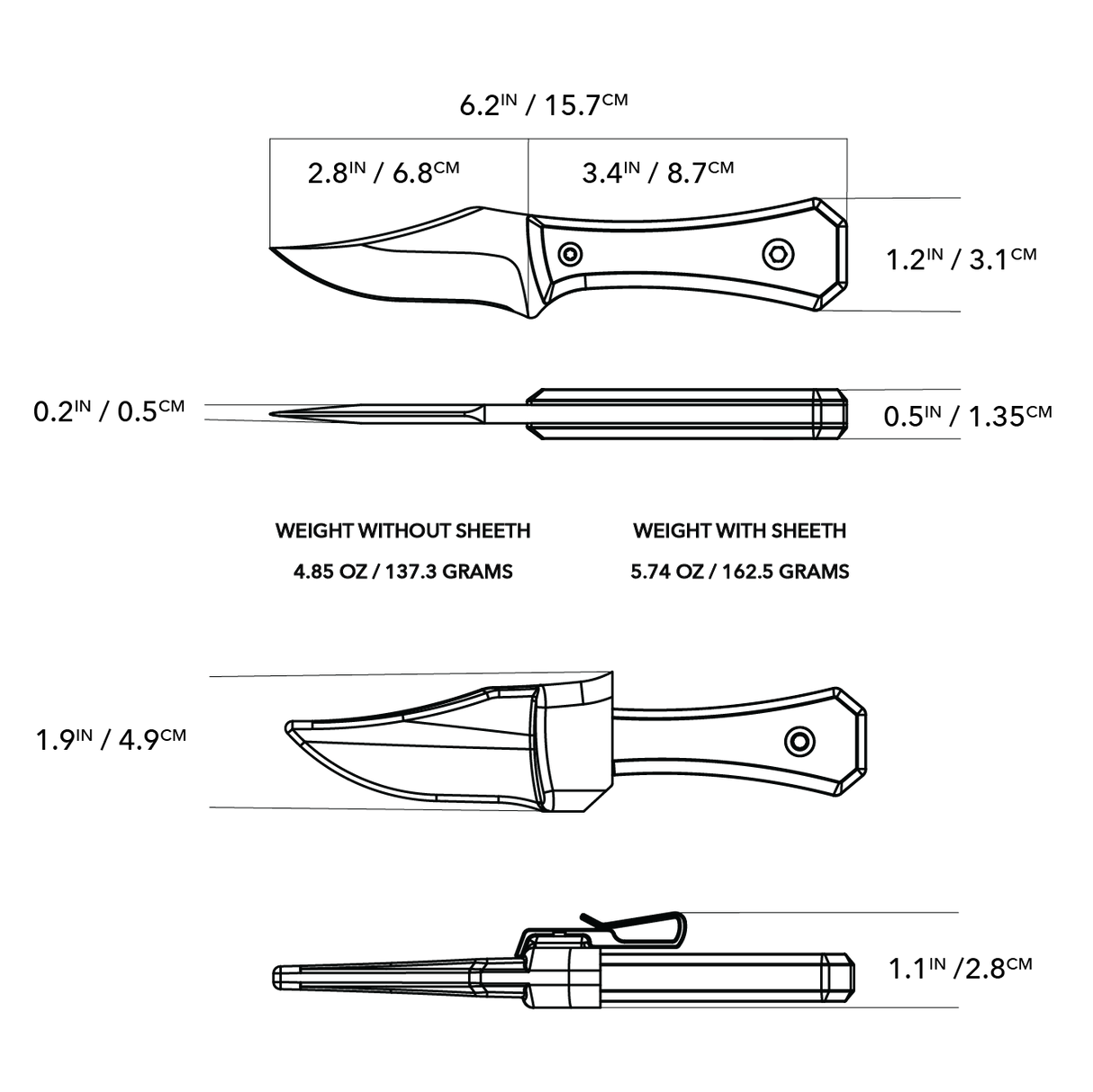 Ti Pocket Bowie Knife