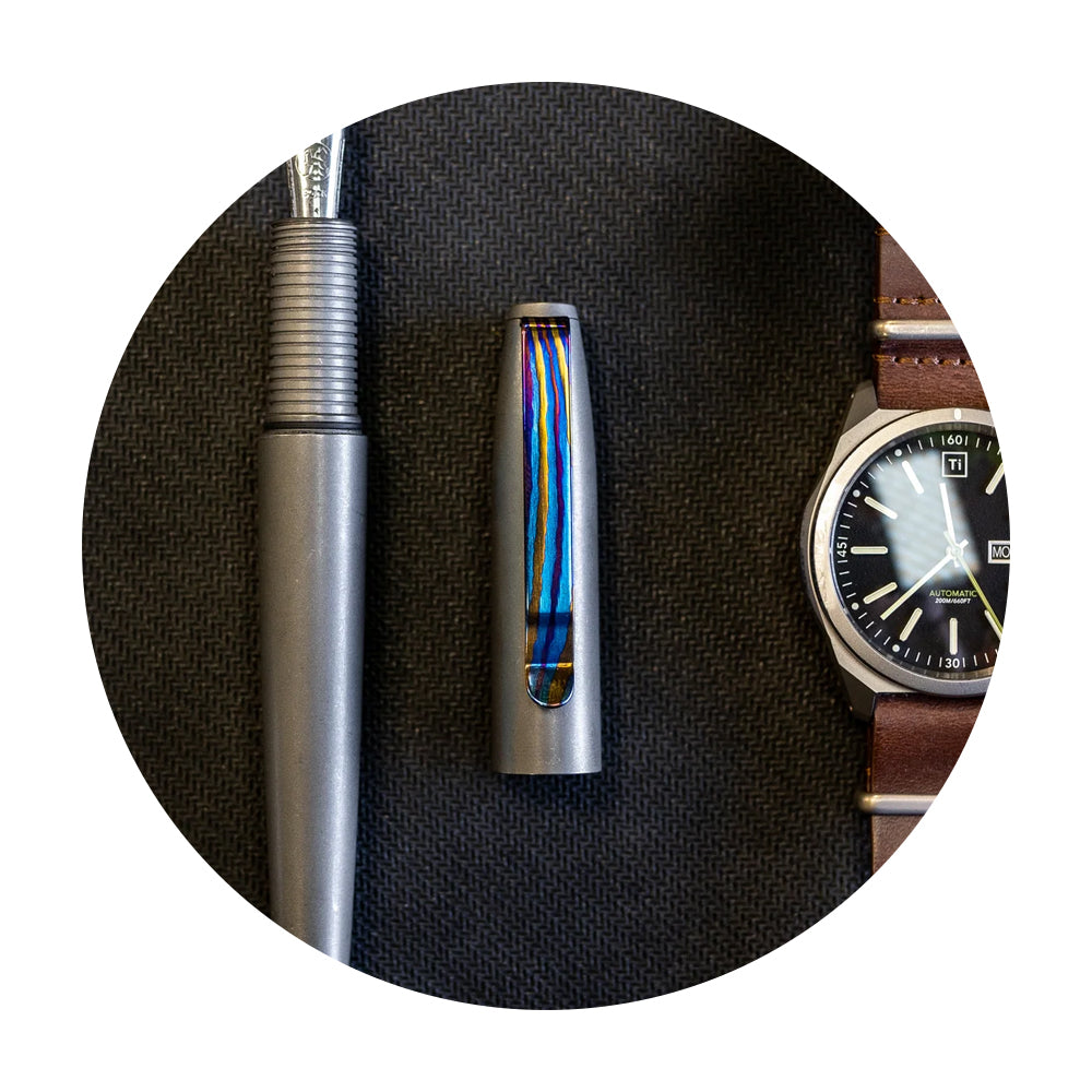 Ti Damascus Pocket Clip