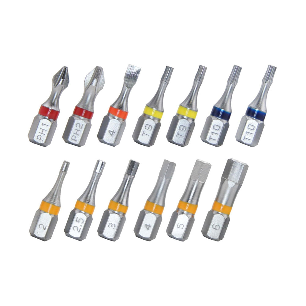 711L Color-Coded 9-Piece Hex Bit Set – 1/4" Drive | Extra 1mm Extended Base For Quick Release | Laser-Engraved Sizes | S2 Alloy Steel For Durability