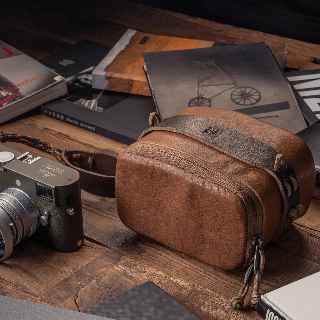 Full Leather Portable Camera Pouch